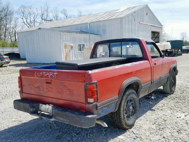 1B7FL26Y8NS689419 - 1992 DODGE DAKOTA RED photo 4