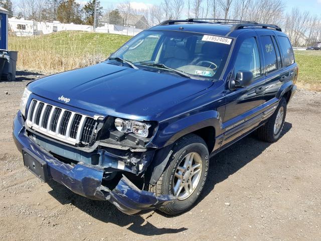 1J8GW48N44C129473 - 2004 JEEP GRAND CHER BLUE photo 2