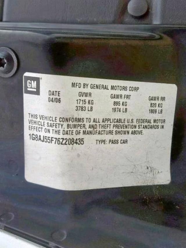 1G8AJ55F76Z208435 - 2006 SATURN ION LEVEL WHITE photo 10