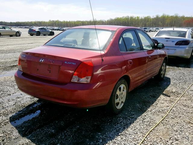 KMHDN46D64U784019 - 2004 HYUNDAI ELANTRA RED photo 4