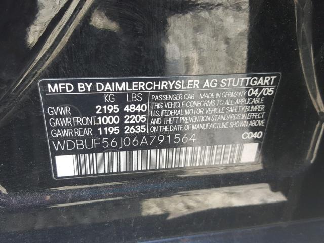 WDBUF56J06A791564 - 2006 MERCEDES-BENZ E 350 BLACK photo 10