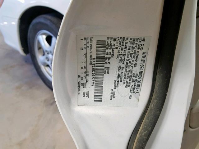 1FAFP55U72G276299 - 2002 FORD TAURUS SES WHITE photo 10