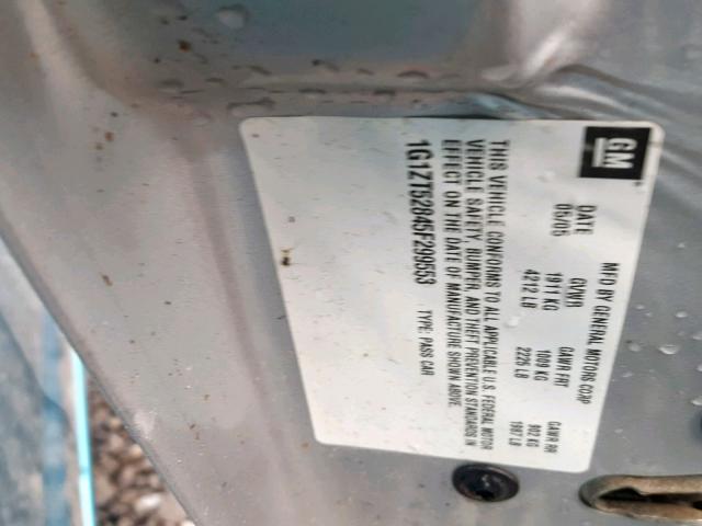 1G1ZT52845F299553 - 2005 CHEVROLET MALIBU LS SILVER photo 10