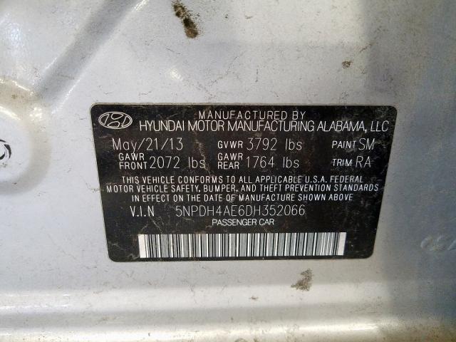 5NPDH4AE6DH352066 - 2013 HYUNDAI ELANTRA GLS  photo 10