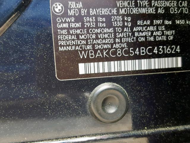 WBAKC8C54BC431624 - 2011 BMW 750 LXI BLACK photo 10