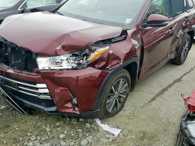 5TDJZRFH4HS386121 - 2017 TOYOTA HIGHLANDER RED photo 9