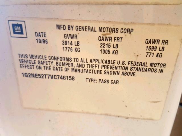 1G2NE52T7VC746158 - 1997 PONTIAC GRAND AM S WHITE photo 10