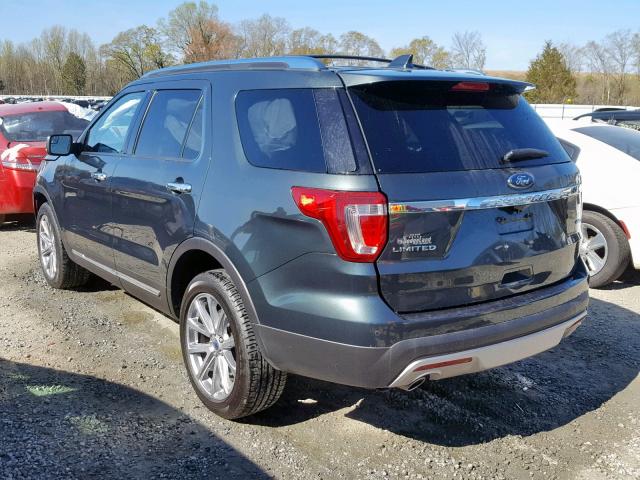 1FM5K8F81GGC14004 - 2016 FORD EXPLORER L GREEN photo 3