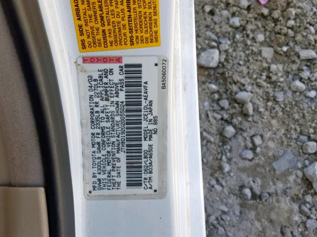 JTHBD192020055024 - 2002 LEXUS IS 300 WHITE photo 10