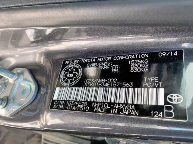 JTDKDTB34E1571563 - 2014 TOYOTA PRIUS C GRAY photo 9