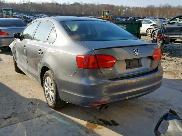 3VW2K7AJ2DM269751 - 2013 VOLKSWAGEN JETTA BASE GRAY photo 3