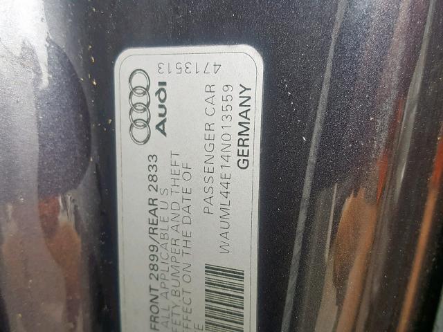 WAUML44E14N013559 - 2004 AUDI A8 L QUATT GRAY photo 10