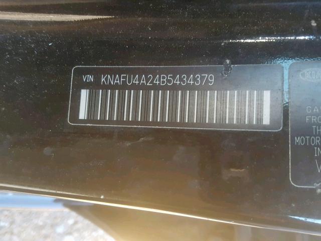 KNAFU4A24B5434379 - 2011 KIA FORTE EX BLACK photo 10