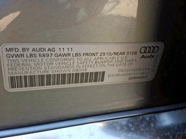 WAURVAFD9CN019823 - 2012 AUDI A8 L QUATT SILVER photo 10