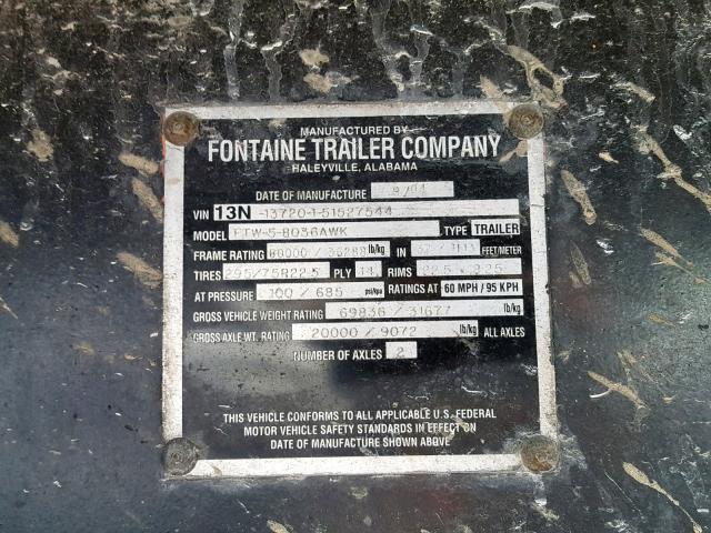 13N13720151527544 - 2005 FONTAINE FLATBED TR BLACK photo 10