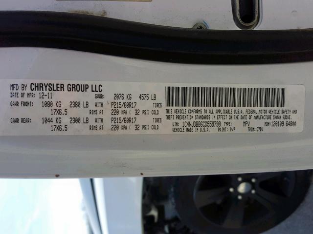 1C4NJDBB6CD559798 - 2012 JEEP COMPASS SP 白色 照片 10