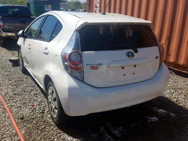 JTDKDTB3XD1039782 - 2013 TOYOTA PRIUS C WHITE photo 3