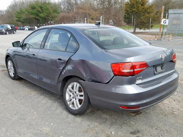 3VW2K7AJ0FM350153 - 2015 VOLKSWAGEN JETTA BASE GRAY photo 3