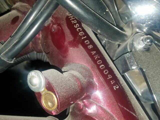 JH2SC6108AK000942 - 2010 HONDA VT1300 CX BURGUNDY photo 10