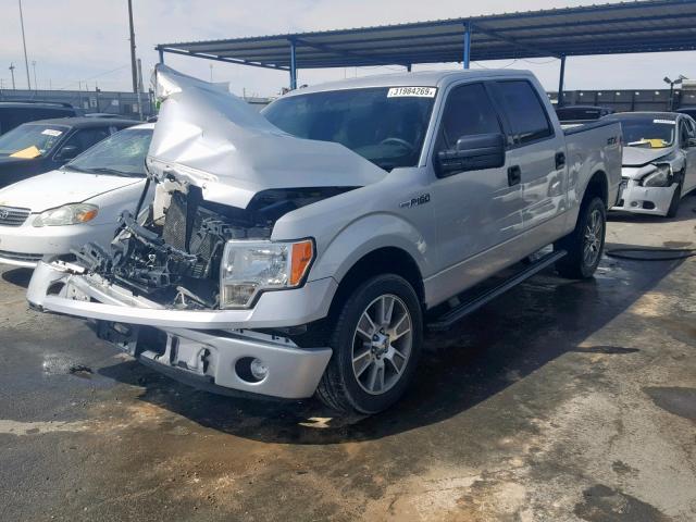 1FTFW1CF2EKG48739 - 2014 FORD F150 SUPER SILVER photo 2