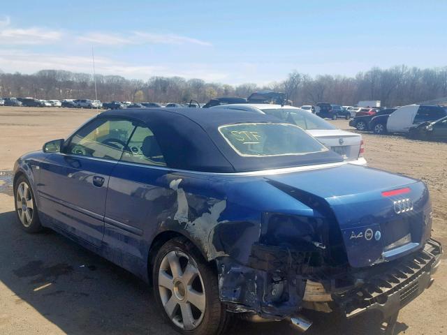 WAUDT48H05K004102 - 2005 AUDI A4 QUATTRO BLUE photo 3