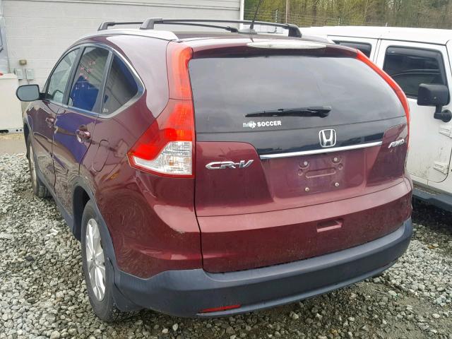 5J6RM4H75CL029365 - 2012 HONDA CR-V EXL MAROON photo 3