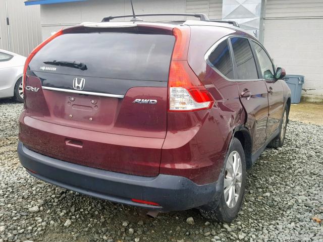 5J6RM4H75CL029365 - 2012 HONDA CR-V EXL MAROON photo 4