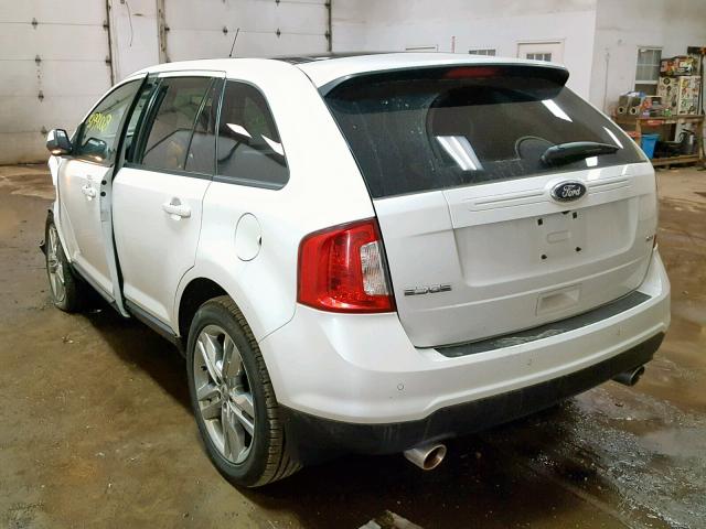 2FMDK3JCXDBA65637 - 2013 FORD EDGE SEL WHITE photo 3