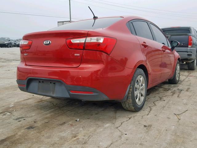 KNADM4A34E6402515 - 2014 KIA RIO LX RED photo 4