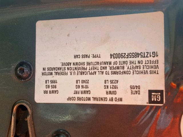 1G1ZT54855F290034 - 2005 CHEVROLET MALIBU LS GRAY photo 10