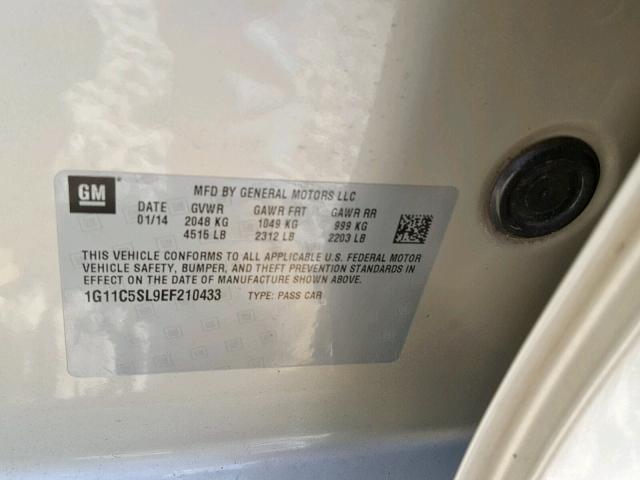 1G11C5SL9EF210433 - 2014 CHEVROLET MALIBU 1LT 金色 照片 10