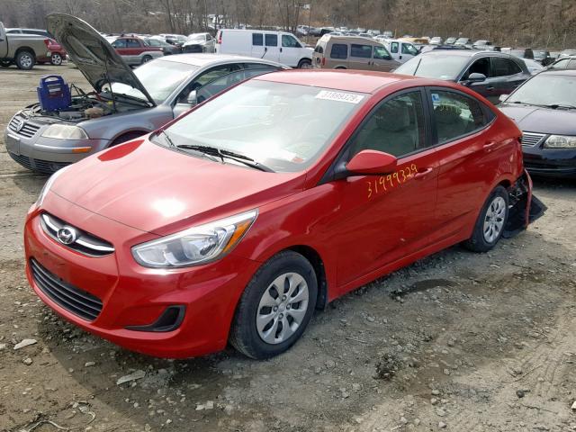 KMHCT4AE2GU128597 - 2016 HYUNDAI ACCENT SE RED photo 2