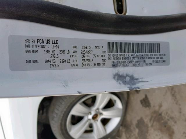 1C4NJDBB0FD240322 - 2015 JEEP COMPASS SP WHITE photo 10