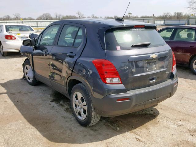 3GNCJKSB2GL184933 - 2016 CHEVROLET TRAX LS BLACK photo 3