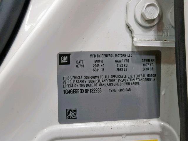 1G4GE5EDXBF132283 - 2011 BUICK LACROSSE C WHITE photo 10