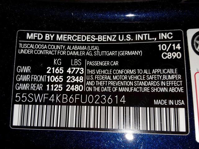 55SWF4KB6FU023614 - 2015 MERCURY C300 BLUE photo 10