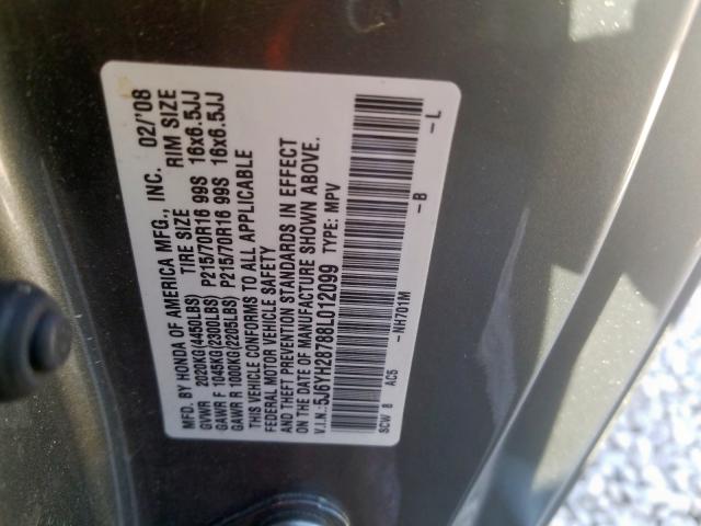 5J6YH28788L012099 - 2008 HONDA ELEMENT EX  photo 10