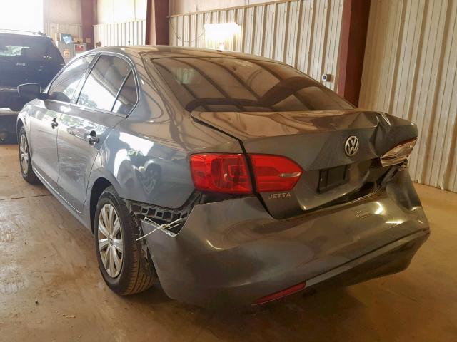 3VW2K7AJ5EM214129 - 2014 VOLKSWAGEN JETTA BASE GRAY photo 3