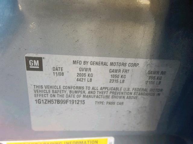 1G1ZH57B99F191215 - 2009 CHEVROLET MALIBU 1LT 蓝色 照片 10