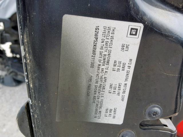 1G2WP52K8WF211300 - 1998 PONTIAC GRAND PRIX BLACK photo 10