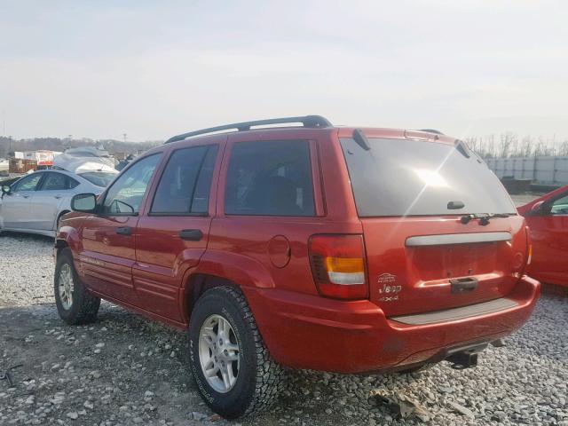 1J8GW48N42C249982 - 2002 JEEP GRAND CHER RED photo 3