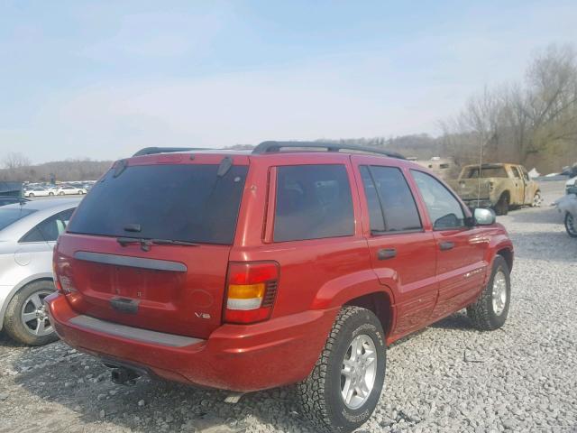 1J8GW48N42C249982 - 2002 JEEP GRAND CHER RED photo 4