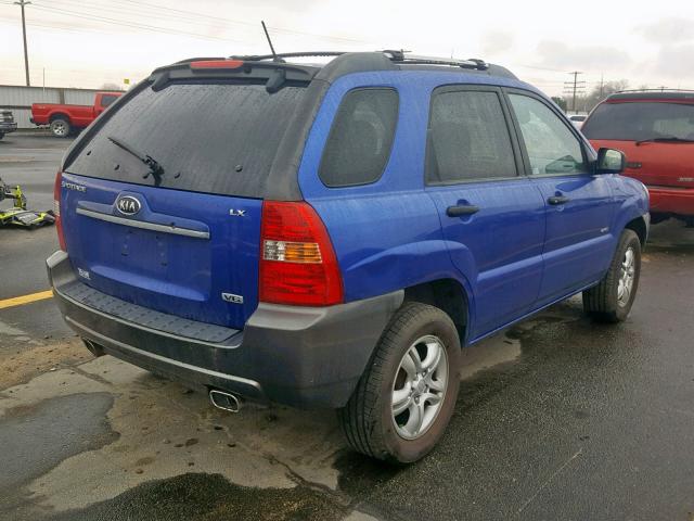 KNDJE723377439619 - 2007 KIA SPORTAGE E BLUE photo 4