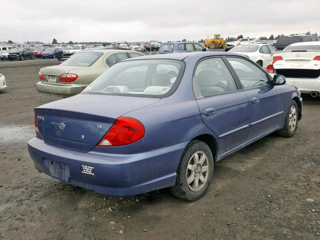 KNAFB121635254705 - 2003 KIA SPECTRA BA BLUE photo 4