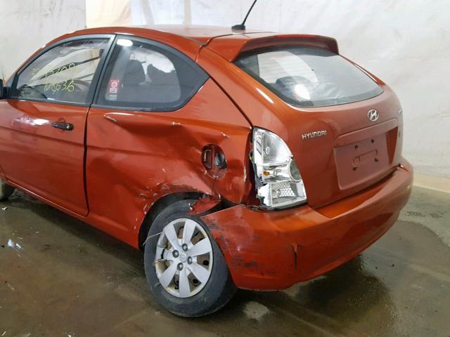 KMHCM36C09U133668 - 2009 HYUNDAI ACCENT GS RED photo 9