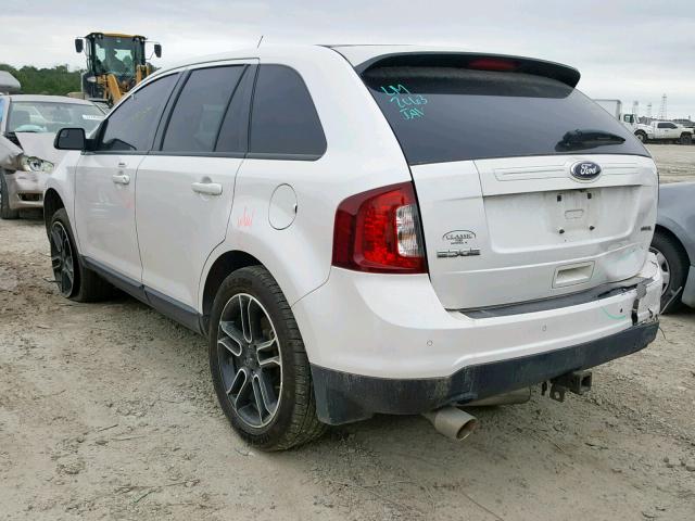 2FMDK3JC5EBB34963 - 2014 FORD EDGE SEL WHITE photo 3