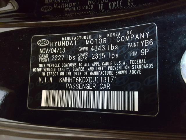 KMHHT6KDXDU113171 - 2013 HYUNDAI GENESIS CO BLACK photo 10