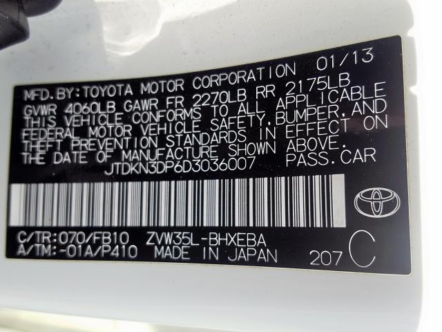 JTDKN3DP6D3036007 - 2013 TOYOTA PRIUS PLUG-IN  photo 10