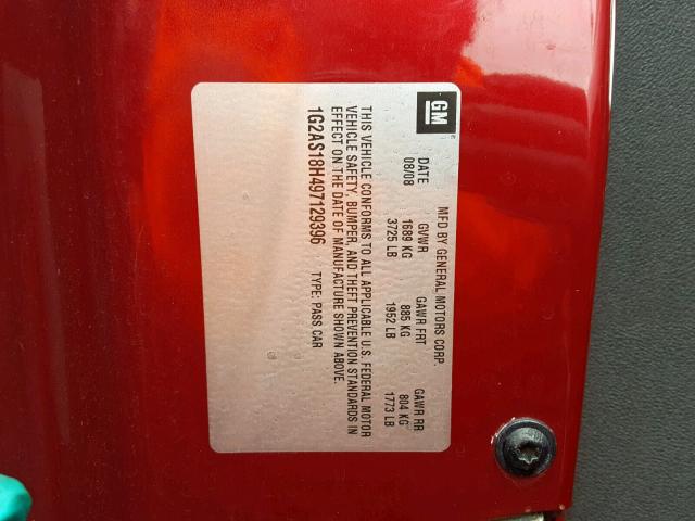 1G2AS18H497129396 - 2009 PONTIAC G5 RED photo 10