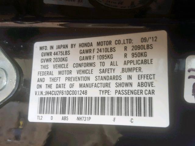 JH4CU2F61DC001248 - 2013 ACURA TSX TECH BLACK photo 10